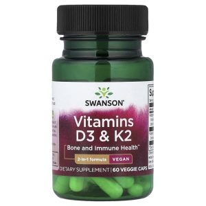 Swanson Vitamins, Vitamins D3 & K2, 60 Veggie Caps