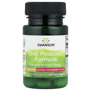 Swanson Vitamins, Oral Probiotic Formula, Natural Strawberry, 3 Billion CFU, 30 Chew Tablets