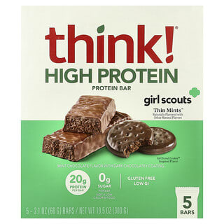 Think !, High Protein Bars, Thin Mints™, 5 Bars, 2.1 oz (60 g) Each