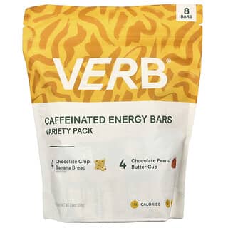 Verb Energy, Caffeinated Energy Bars, Variety Pack, 8 Bars, 0.92 oz (26 g) Each