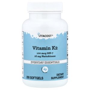 Vitacost, Vitamin K2, MK-7 With Nattokinase, 200 Softgels
