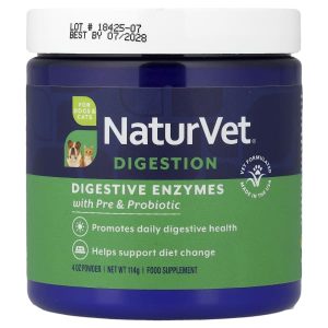 NaturVet, Digestive Enzymes With Pre & Probiotic, For Dogs & Cats, 4 oz (114 g)