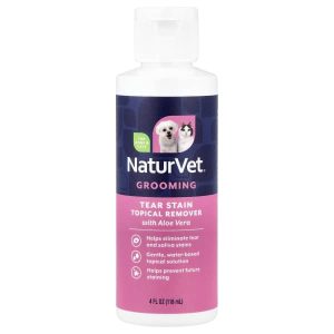 NaturVet, Tear Stain Topical Remover with Aloe Vera, For Dogs & Cats, 4 fl oz (118 ml)