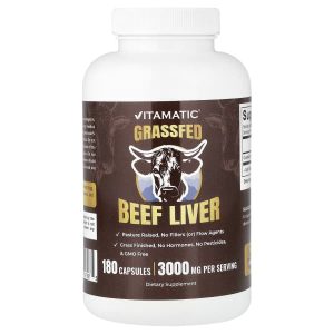 Vitamatic, Grassfed Beef Liver, 180 Capsules (500 mg per Capsule)