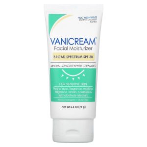 Vanicream, Facial Moisturizer, Mineral Sunscreen with Ceramides, For Sensitive Skin, SPF 30, 2.5 oz (71 g)