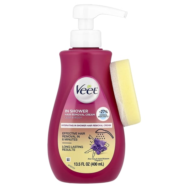 Veet, In Shower Hair Removal Cream, Aloe Vera & Violet Blossom, 13.5 fl oz (400 ml)