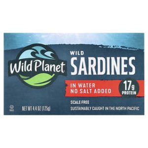 Wild Planet, Wild Sardines In Water, No Salt Added, 4.4 oz (125 g)