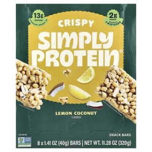 Simply Protein, Crispy Snack Bars, Lemon Coconut, 8 Bars, 1.41 oz (40 g) Each