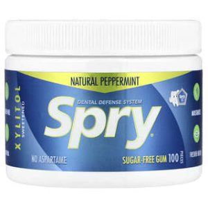 Xlear, Spry®, Dental Defense System, Sugar-Free Gum, Natural Peppermint, 100 Pieces