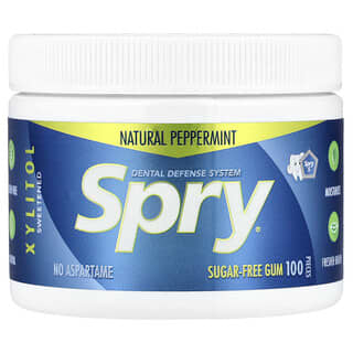 Xlear, Spry®, Dental Defense System, Sugar-Free Gum, Natural Peppermint, 100 Pieces