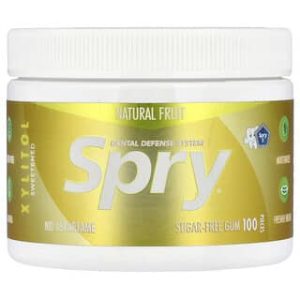 Xlear, Spry®, Sugar-Free Chewing Gum, Natural Fruit, 100 Pieces