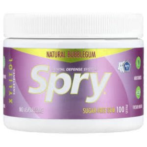 Xlear, Spry®, Sugar Free Chewing Gum, Natural Bubblegum, 100 Pieces