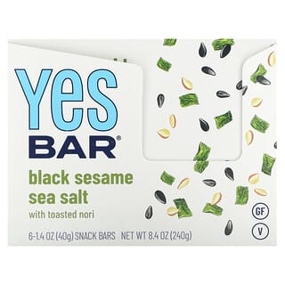 Yes Bar, Snack Bar, Black Sesame Sea Salt With Toasted Nori, 6 Bars, 1.4 oz (40 g) Each