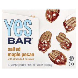 Yes Bar, Snack Bar, Salted Maple Pecan With Almonds & Cashews, 6 Bars, 1.4 oz (40 g) Each