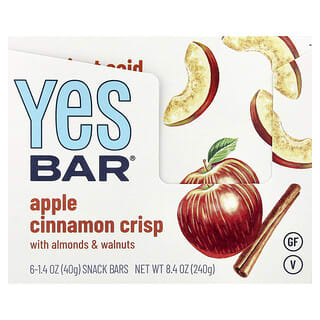 Yes Bar, Snack Bar, Apple Cinnamon Crisp with Almonds & Walnuts, 6 Bars, 1.4 oz (40 g) Each